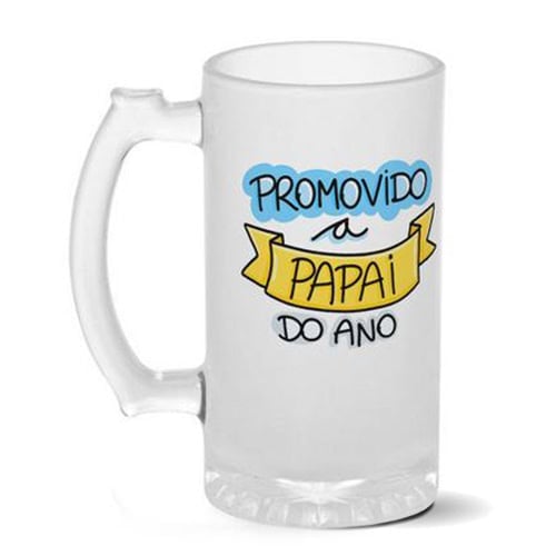 01. Copo personalizado "Promovido a Papai do Ano" para presentes especiais.