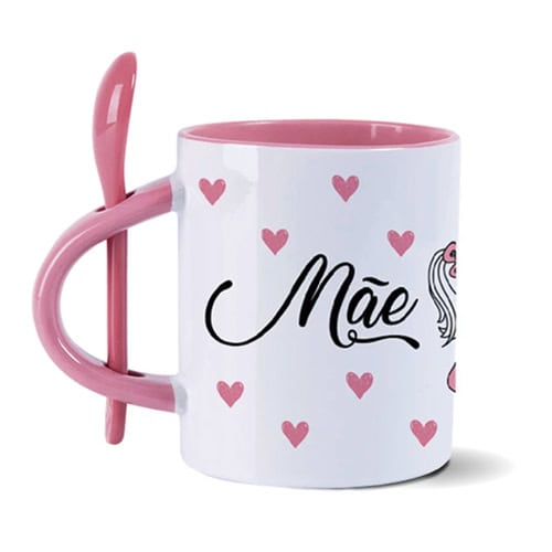 Macaco de cerâmica rosa com design de coração para presente de mãe.